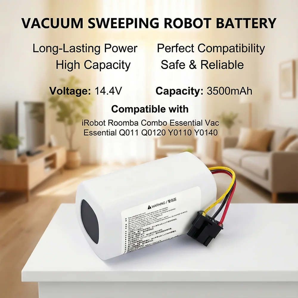 

14.4V 3500mAh Li-ion Replacement Battery For iRobot Roomba Combo Essential Vac Essential Q011 Q0120 Y0110 Y0140 Robot Vacuum