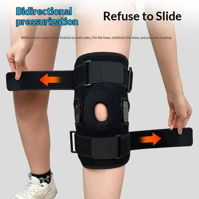 Sport-Knieschoner für Knieschmerzen, Meniskusriss, Verletzungsrehabilitation mit seitlichen Stabilisatoren, Patella-Gel-Knieunterstützung, Kompressionsmanschette – Detail 11