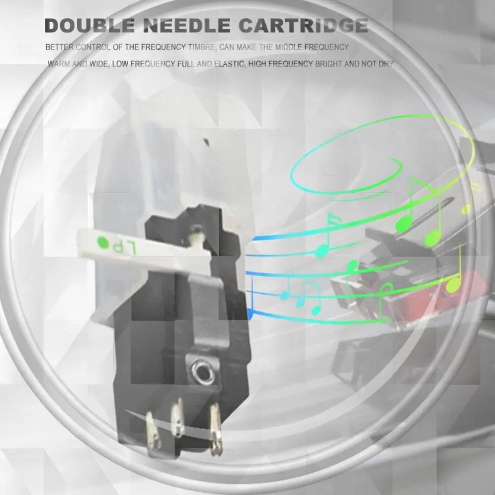 

Replacement Turntable Cartridge with Ruby+Sapphire Needles for LP 78 RPM Records