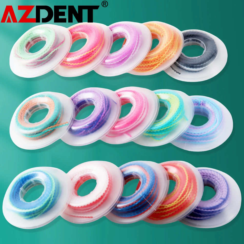 Azdent Dental Orthodontic Colored Elastic Power Chain 15 Feet/Spool Rubber Band Continuous/Short/Long Lab Orthodontic Material