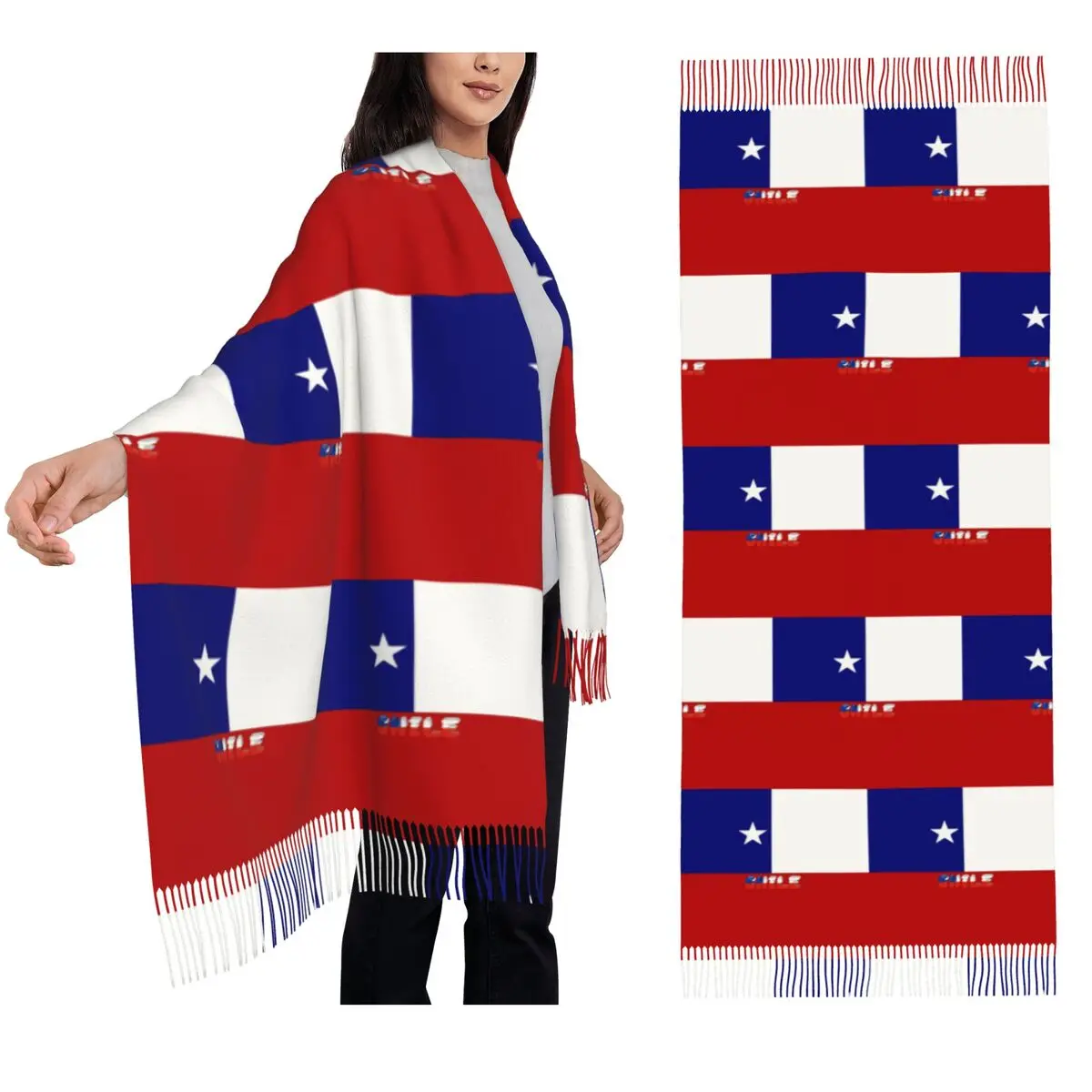 

Шарф с флагом Чили, шарфы с кисточками для женщин, мягкие теплые шали и накидки, длинная осенне-зимняя шаль