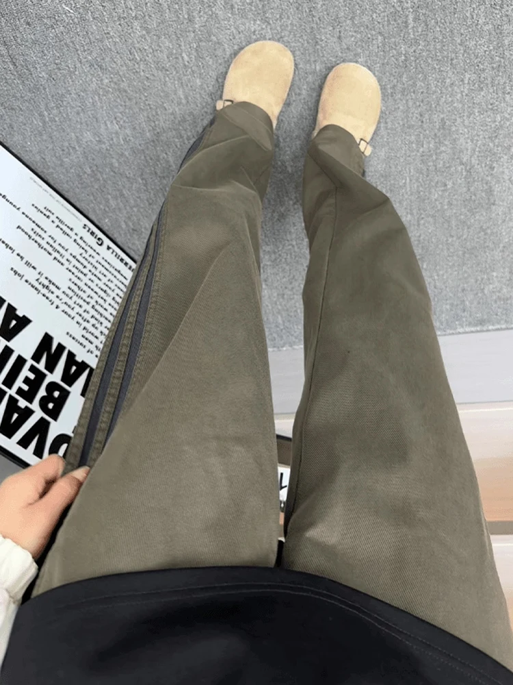 

Свободные повседневные брюки в американскую полоску, мужские прямые брюки в стиле милитари, рабочая одежда, длинные брюки Drapey Spor