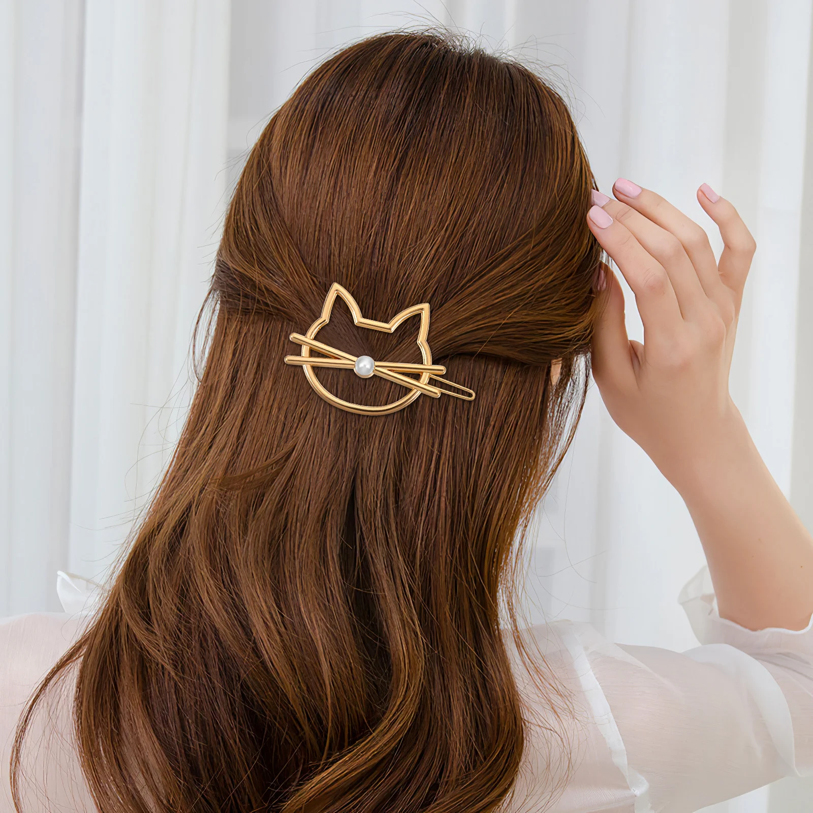 

4Pcs Cat Hair Clips Metal Barrettes Stylish Bangs Hair Clips for Women Party Wedding Accessories Bobby Pins