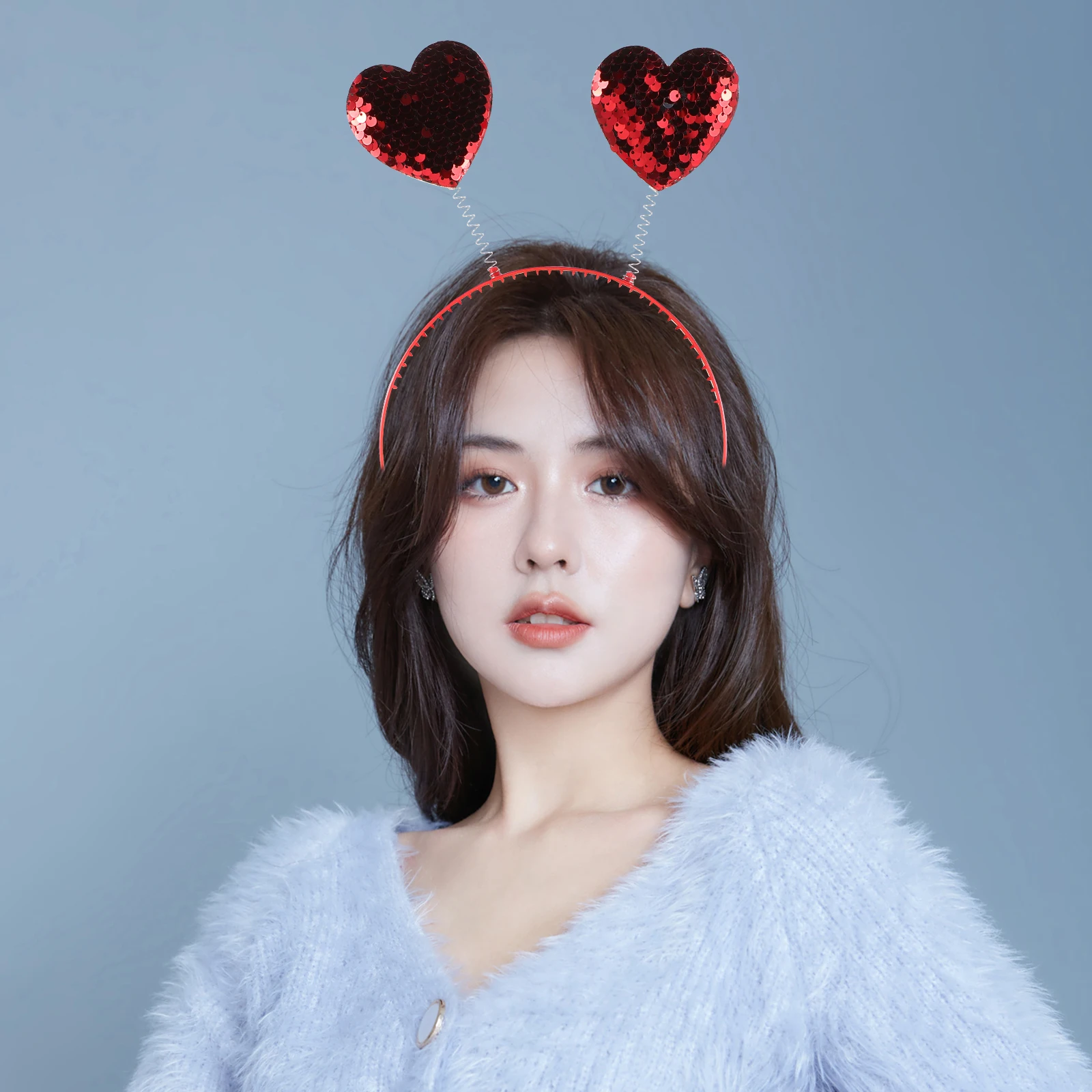 

Heart Shaped Headband Sequin Hair Accessories for Girls Valentine Day Red Color Lightweight Comfortable Women Hair Hoop Birthday