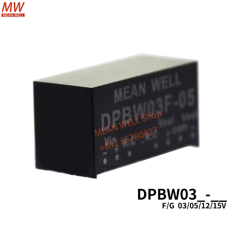 MEAN WELL Switching Power Module 3W SIP Package DC-DC Regulated Converter DPBW03F-05 DPBW03F-12 DPBW03G-12 DPBW03G-15 DPBW03F-15