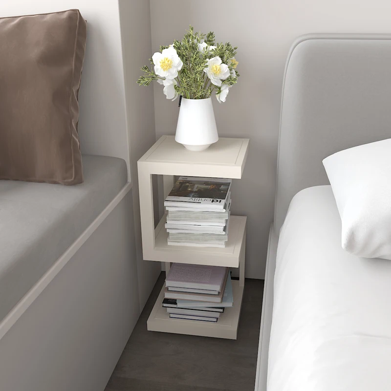 

！@Light Luxury Modern Simple Living Room Sofa Side Cabinet Narrow Bedside Storage Cabinet with CD Racks Home Furniture