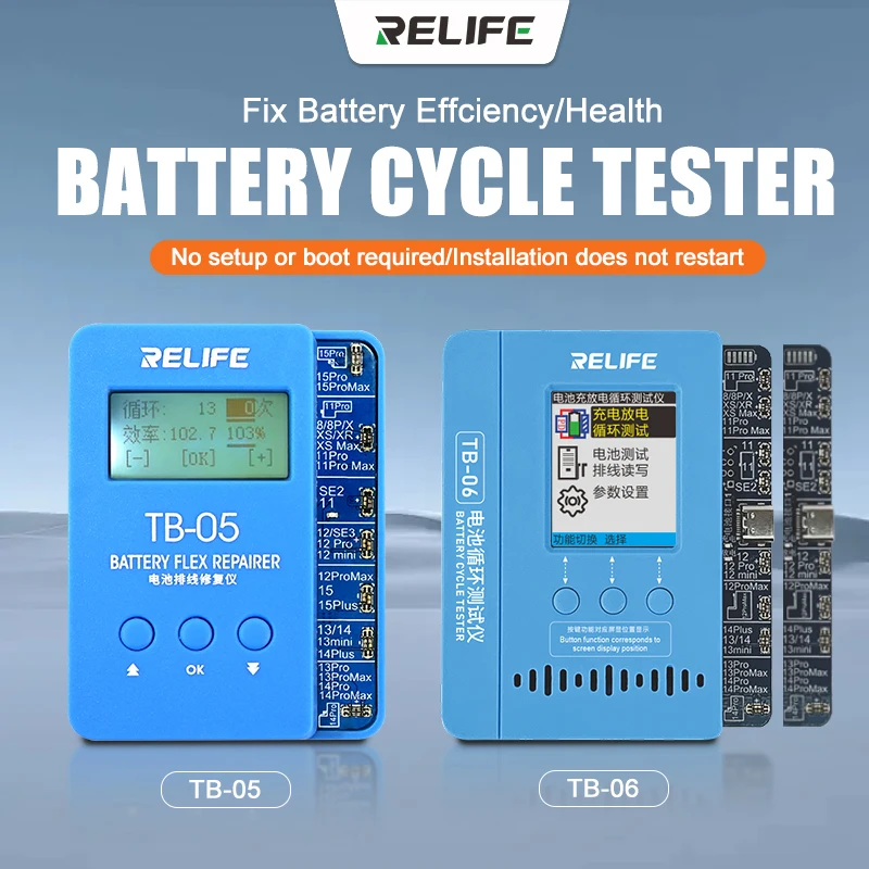 RELIFE TB-05 TB-06 installazione dello strumento di riparazione del cavo della batteria-free e Boot-free adatta a vari modelli per IPhone IP8G-15PM