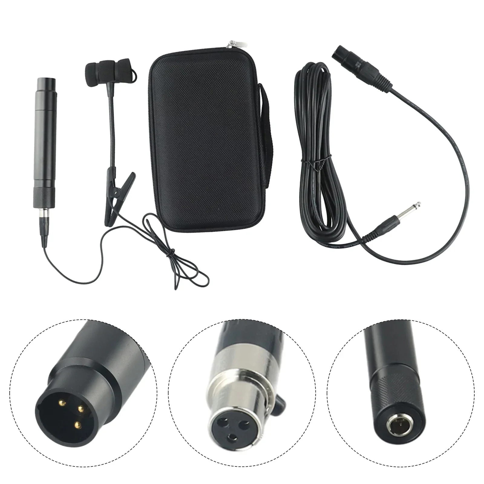 Saxophone Microphone Clip  Musical Instrument Portable 3 Pin Trumpet Sax Omnidirectional Wired Mic Suit with 5 Meter Cable view 5