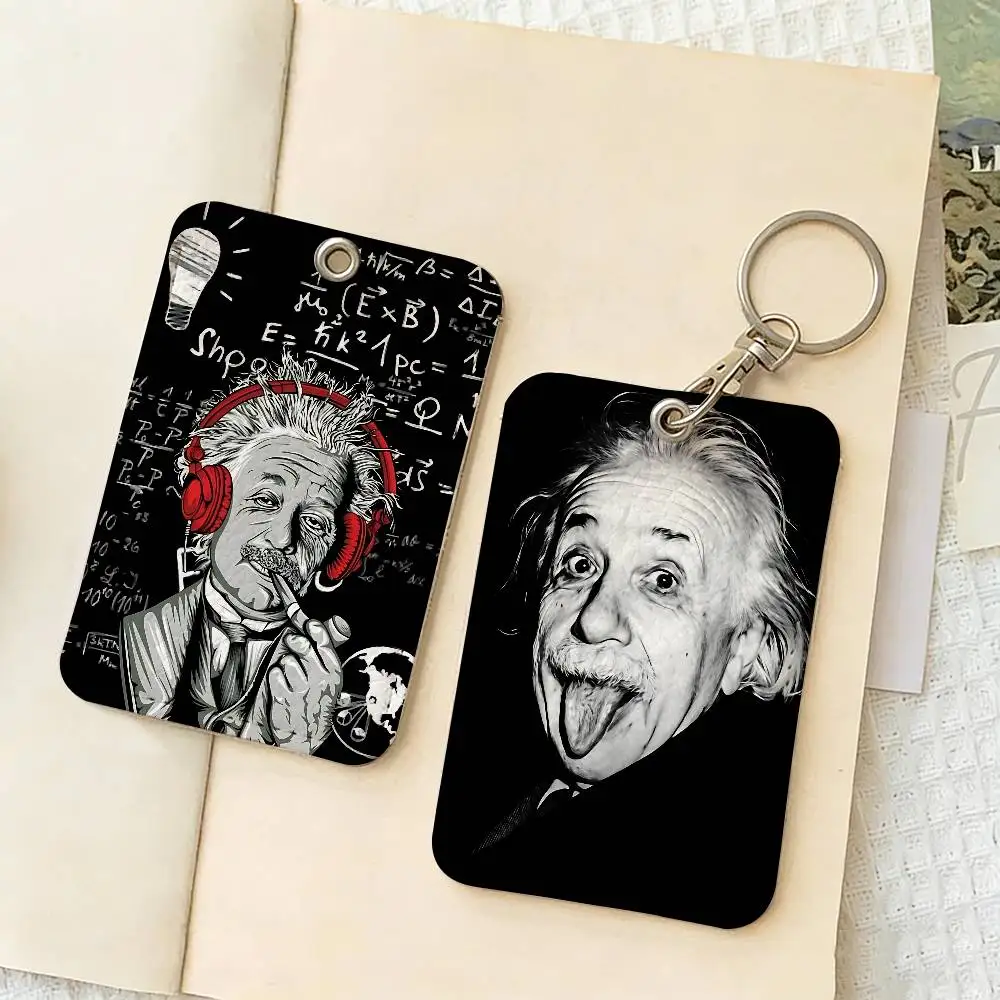 Physicist E-Einstein Style PU Access Card Holder with Keychain - Executive Protection for Bank card,Subway, Bus Card case