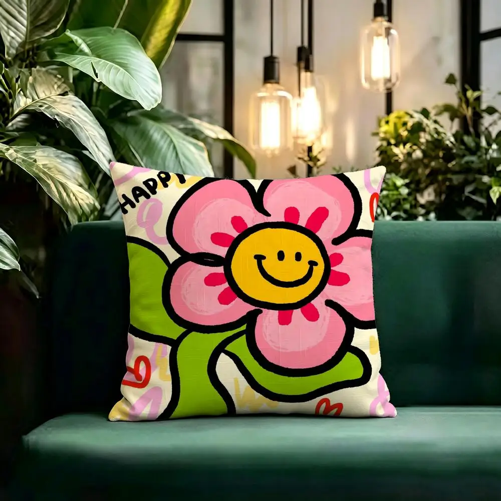 Anime H-Hello Naisi Rabbit Hello Cushion Cover Linen Pillow Cover Invisible Zipper para Sofa Silla de Oficina