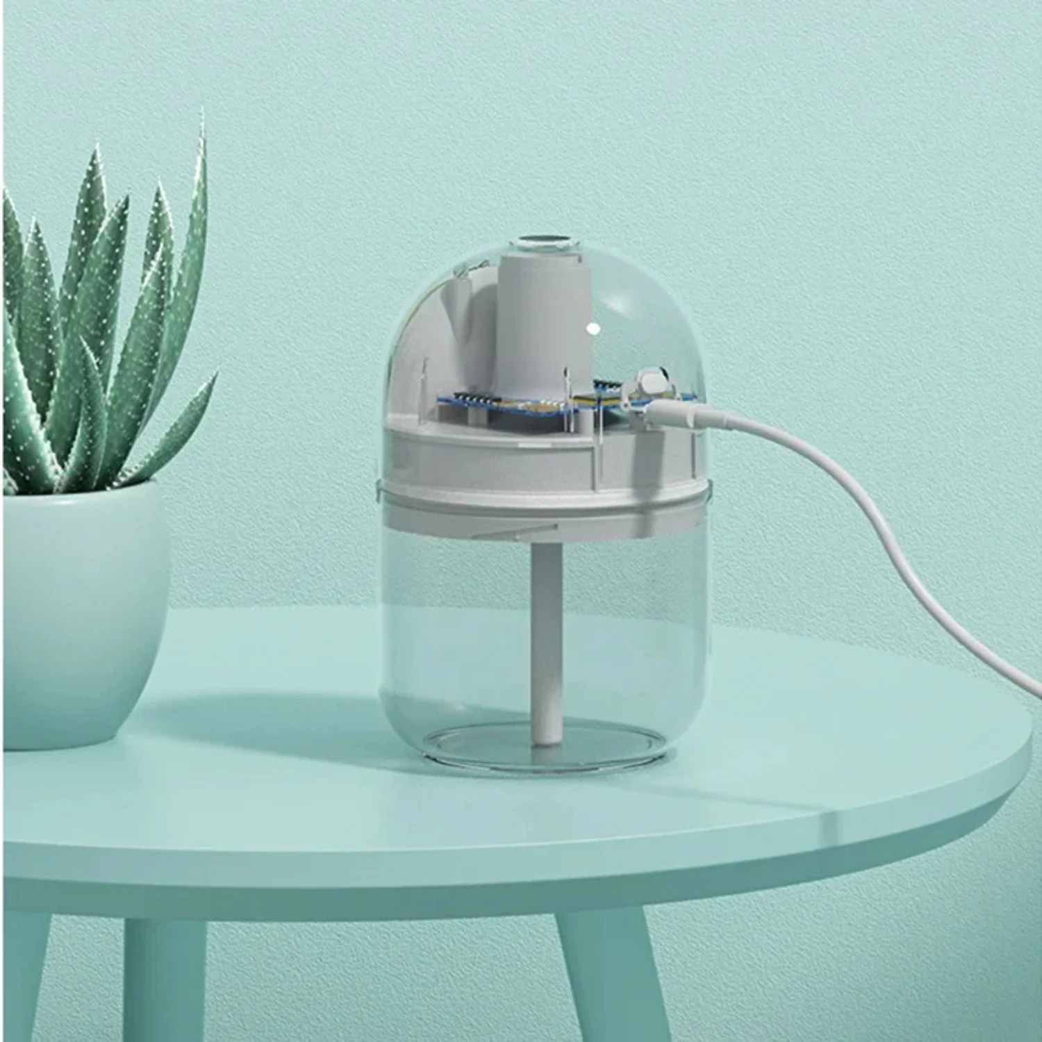 Humidificador compacto silencioso de 300ml, minihumidificador de vapor frío con luz nocturna, USB, Personal para el hogar o la oficina, automático