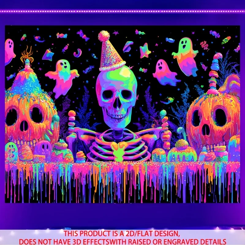 

VIKAMA Halloween Skull Tapestry Theme Party Esports Room Halloween Decor Backdrop Wall Living Room Wall Hanging Room Decor