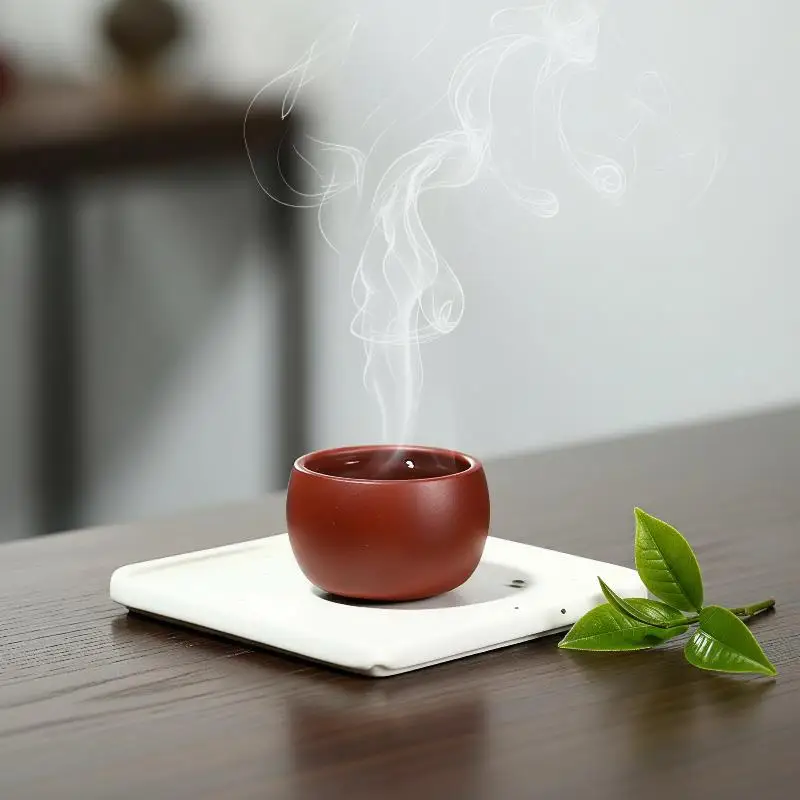 Yixing Purple Clay Travel Tea Cup Handmade Traditional Tea Bowl Non-slip for Office Home Outdoor Tea Drinking