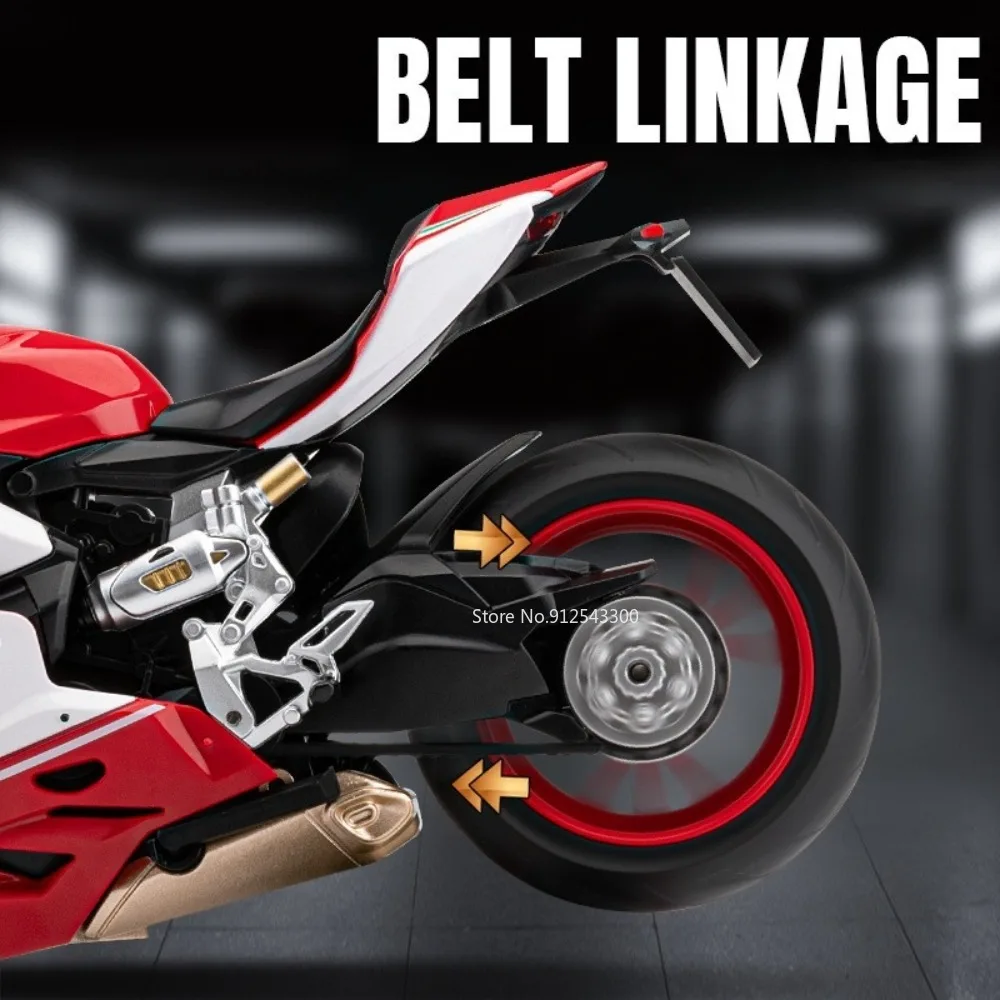 Maßstab 1:9 1199 V4S Motorrad Auto Modell Spielzeug Verbindungsrad Lenkung Stoßdämpfung Motorräder Modelle Spielzeug Kinder präsentiert