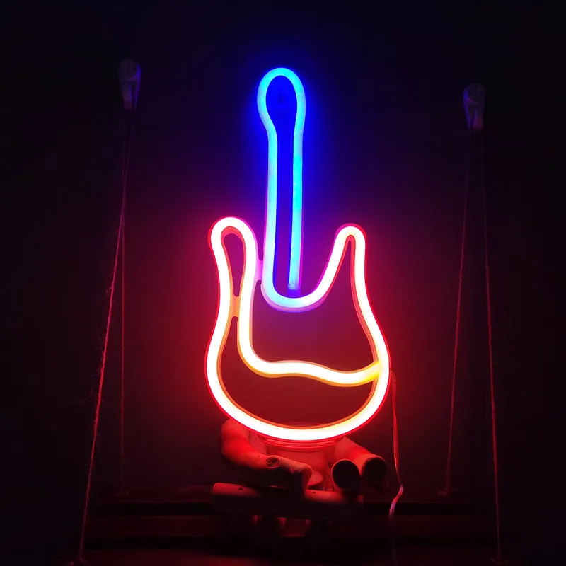 Guitar LED Neon Light Festival Decoration Luminous Neon Lamp Bedroom Living Room KTV Bar Party Home Decor Lamp