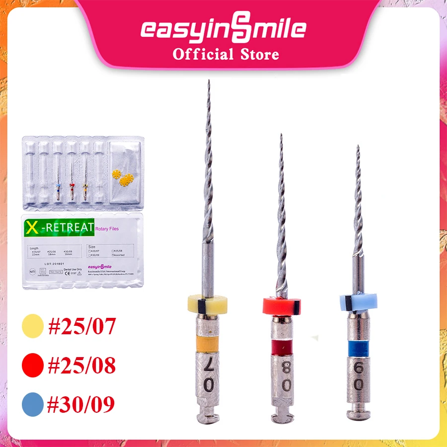 3Pcs EASYINSMILE Dental Endo Files Endodontic Niti Rotary Root Canal Retreatment Tips Tools For Removing Filling Material