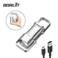 BORUiT Portable Rechargeable Flashlight Waterproof LED Keychain Flashlights Camping Fishing MIniTorch Light for Outdoor Camping