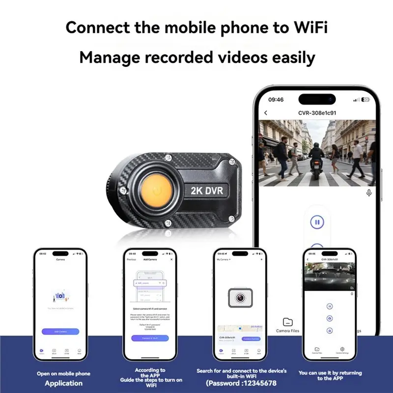 Motorcycle Dash Cam Mini Motorbike Driving Recorder Loop Recording