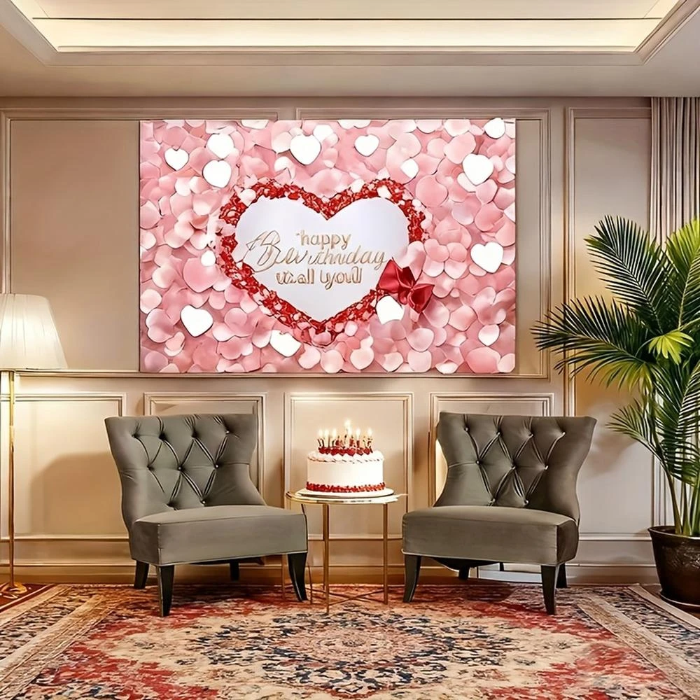 Personalized Valentine’s Day Romantic Heart-Shaped Balloon Backdrop–Themed Decorative Tapestry for Bedrooms and Living Rooms,