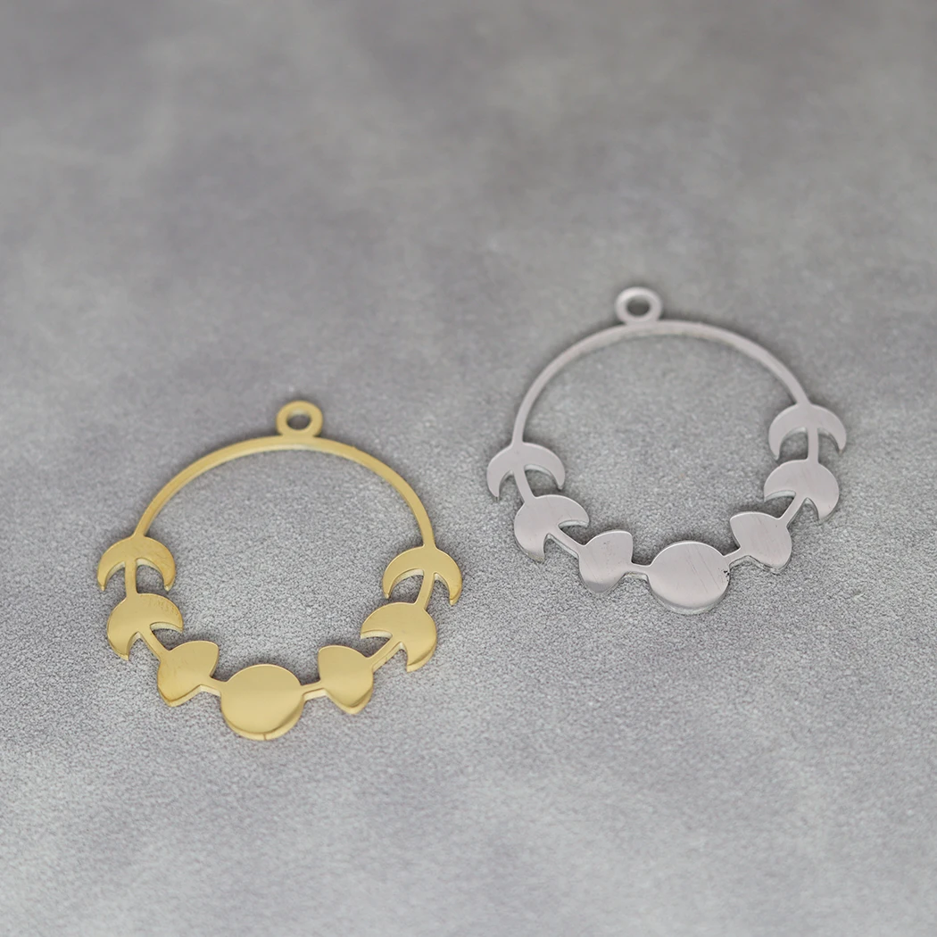 دلاية دائرية من الفولاذ المقاوم للصدأ للنساء والرجال ، بساطتها ، صناعة المجوهرات المصنوعة يدويًا ، هدايا الحفلات ، إكسسوارات ذاتية الصنع ، القمر ، 3