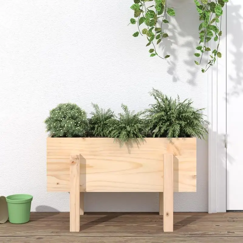 Bac de plantation 62x30x38 cm en bois massif résistant à la rouille, bac surélevé pour jardin, patio, balcon, culture de fleurs, légumes, fruits, usage de jardinage