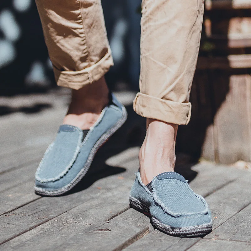 Men Shoes Casual Canvas Loafers Shoes Plus Size 39-48 Light Breathable Flats Leisure Male Vulcanized Shoes Walking Sneakers