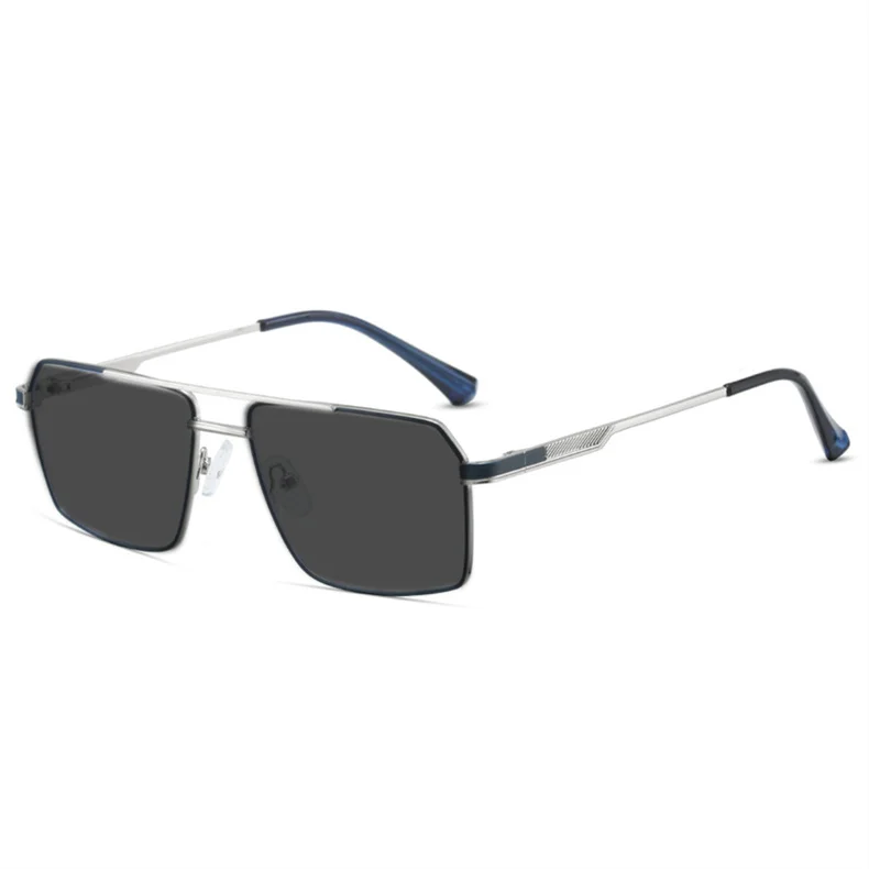 Neue hochwertige Myopie-Sonnenbrille aus Edelstahllegierung für Damen und Herren, modische Retro-Doppelbalken, quadratische Sonnenschutz-Sonnenbrille – Detail 12