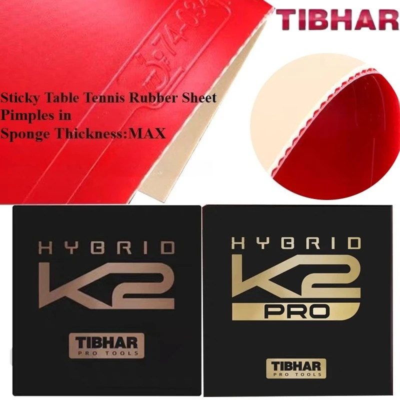 

TIBHAR K2/K2 PRO Table Tennis Rubber Professional Pimples in with Sticky Surface MAX Fine-pore Sponge for Super Spin and Power
