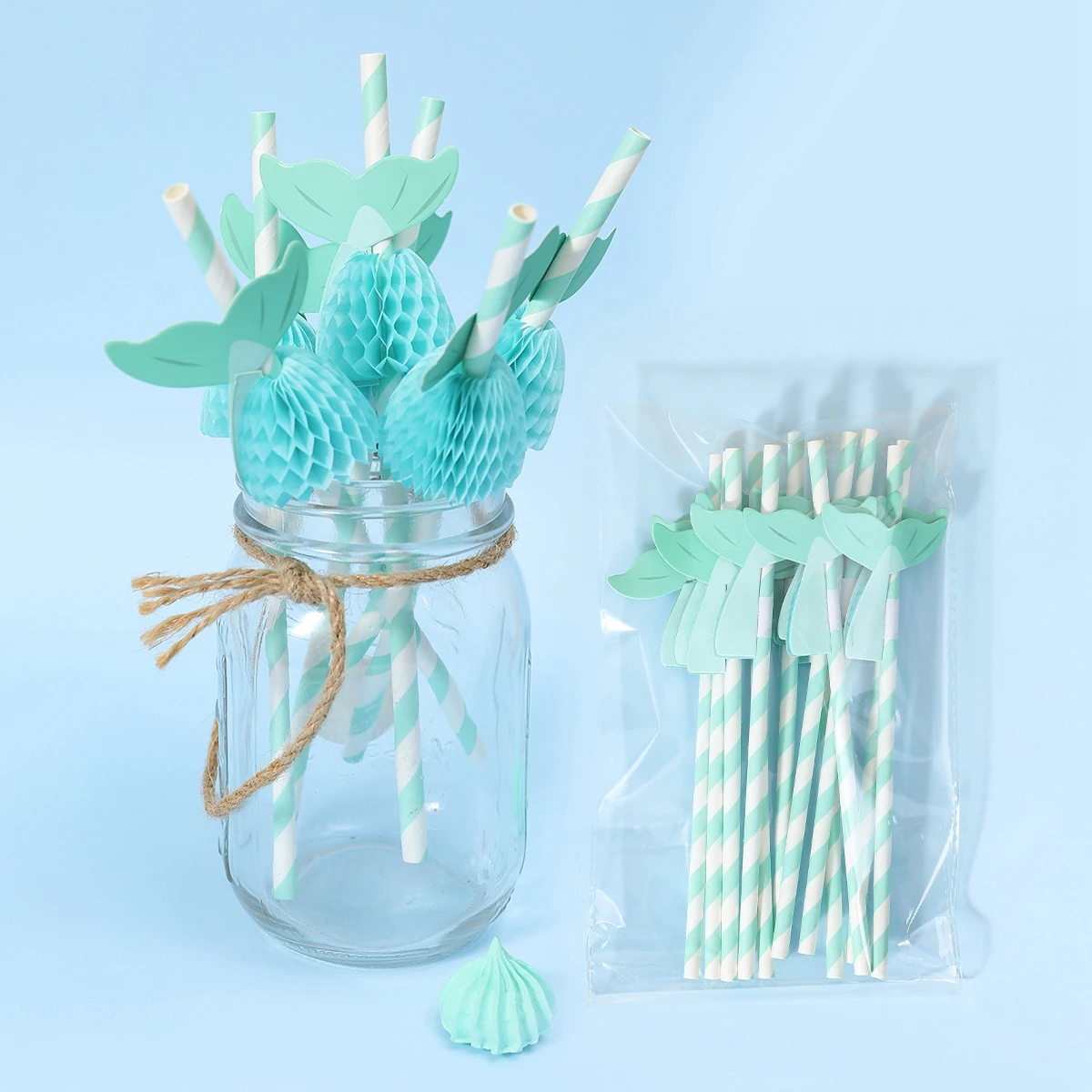 Mermaid Hawaiian Party Paper Straws Happy Birthday Party Decoration Kids Baby Shower One Year 1st Birthday Suppies