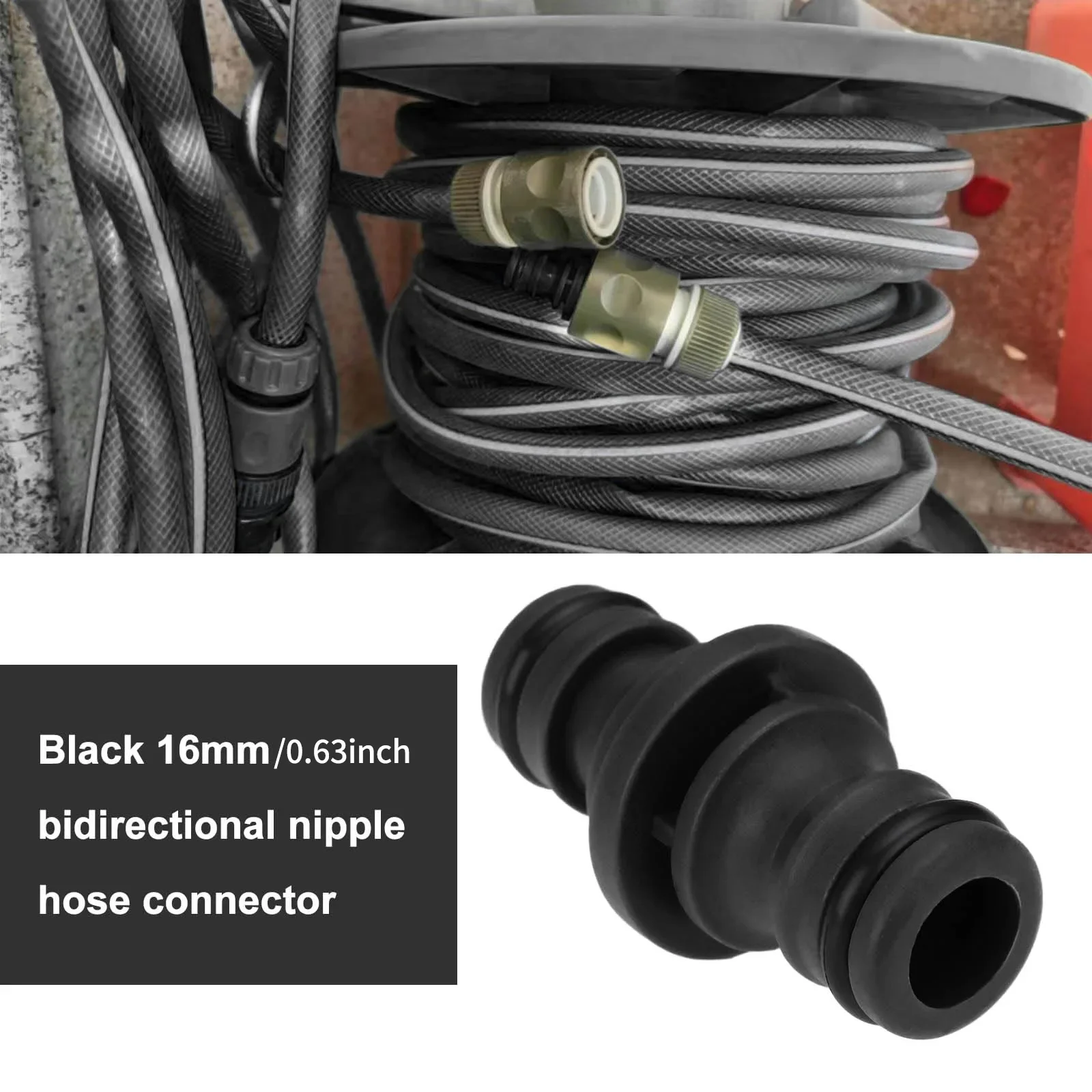 16mm Plastic Hose Joiner Double Male Connector for Water Gun Hose Gardening Car Washing Garden Hose Connector