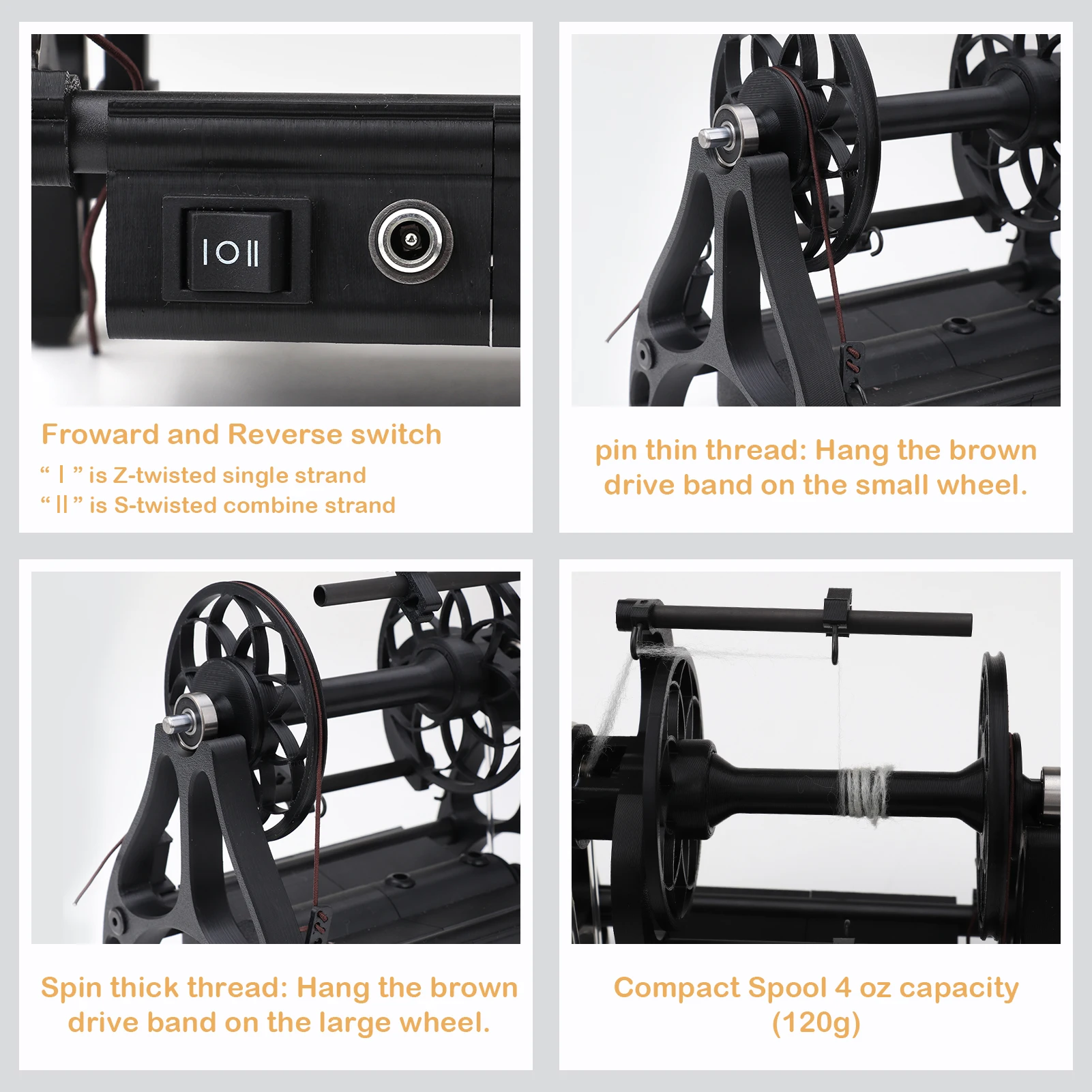 12V Electric Household Mini Spinning Wheel, Free Speed Adjustable, Wool Spinning Fibre Spinning Wheel
