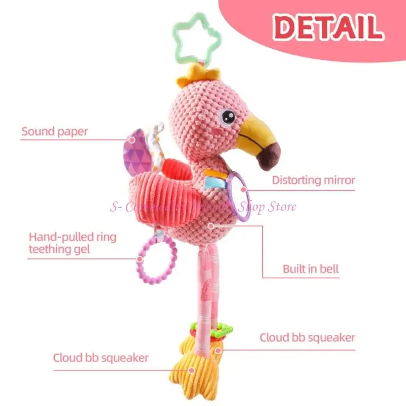 85AE łóżeczko dziecięce wisząca zabawka pluszowa grzechotka mobilna zabawka stymulacja wizualna dzwonek do łóżka dla noworodków