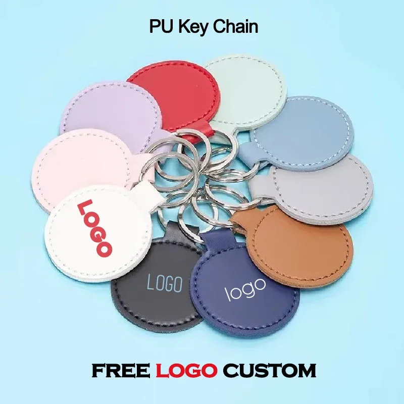 10 قطعة سلاسل المفاتيح شعار مجاني مزدوجة الوجهين المطبوعة الجلود بولي Key Chain مفتاح سلسلة كيرينغ شركة العلامة التجارية Merch العملاء هدايا الزفاف هدية