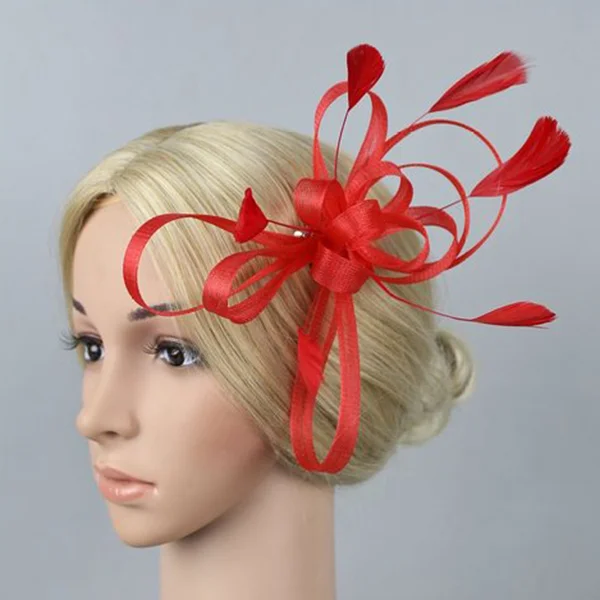 

Hair Pin Barrettes Clip Bridal Headgear Korean Fashion Fascinator Red for Wedding Bride