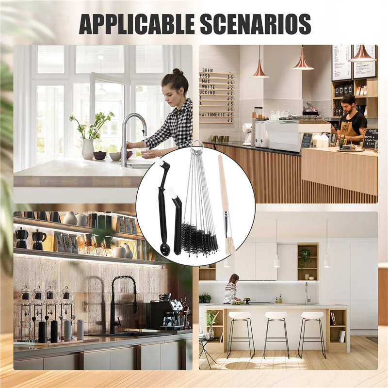 AA73 Coffee Cleaning Brush,4 Pieces Coffee Tea Bean Grounds Cleaner Tool Set For Grinder Espresso Machine Group Heads