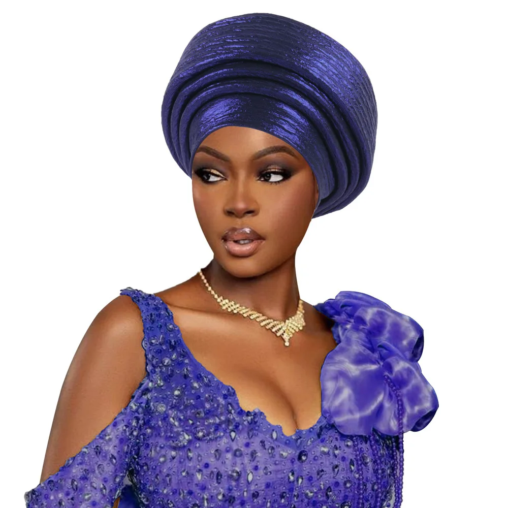 

African Head Wraps for Black Women Multi-layer Nigeria Turban Cap Wedding Party Headpiece Church Hat