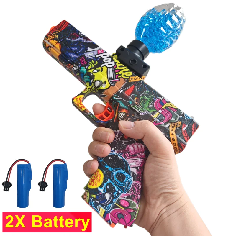 ปืนเจลไฟฟ้า 3.7V แบบอัตโนมัติเต็มรูปแบบ ปืนเจลสำหรับเล่นเกมยิงปืนกลางแจ้งสำหรับเด็กและผู้ปกครอง (ไม่รวมกระสุน)