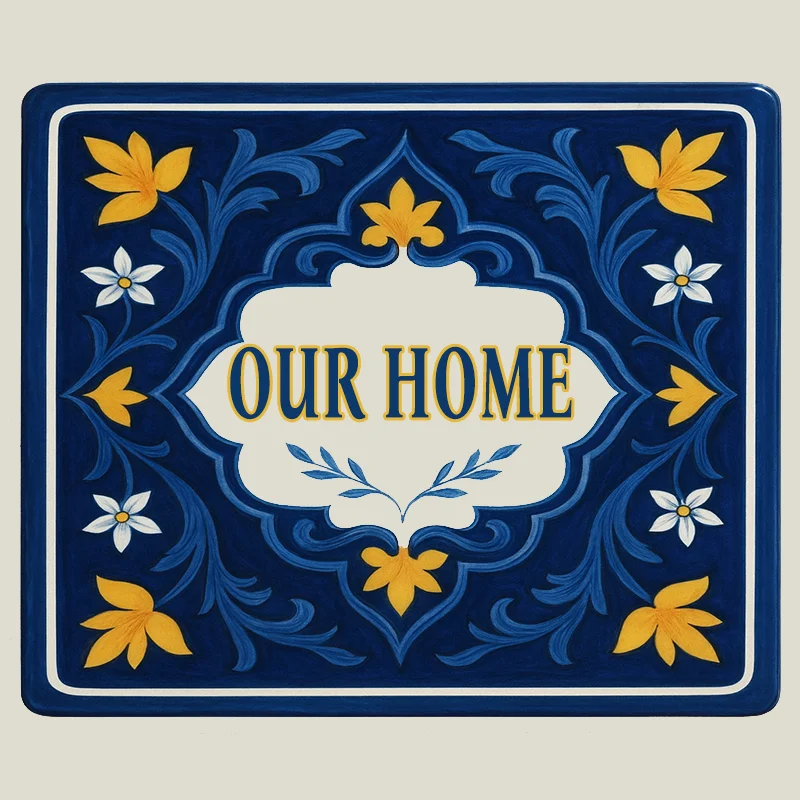 علامة رقم المنزل من الأكريليك مطبوعة بالأشعة فوق البنفسجية على الطراز الإسباني مخصص اسم العائلة لوحة عنوان علامة المدخل الخارجية ديكور خارجي #3