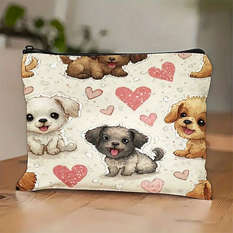 Una preciosa bolsa de maquillaje para perros: linda bolsa multifuncional con cremallera para mujer, bolsa para guardar joyas