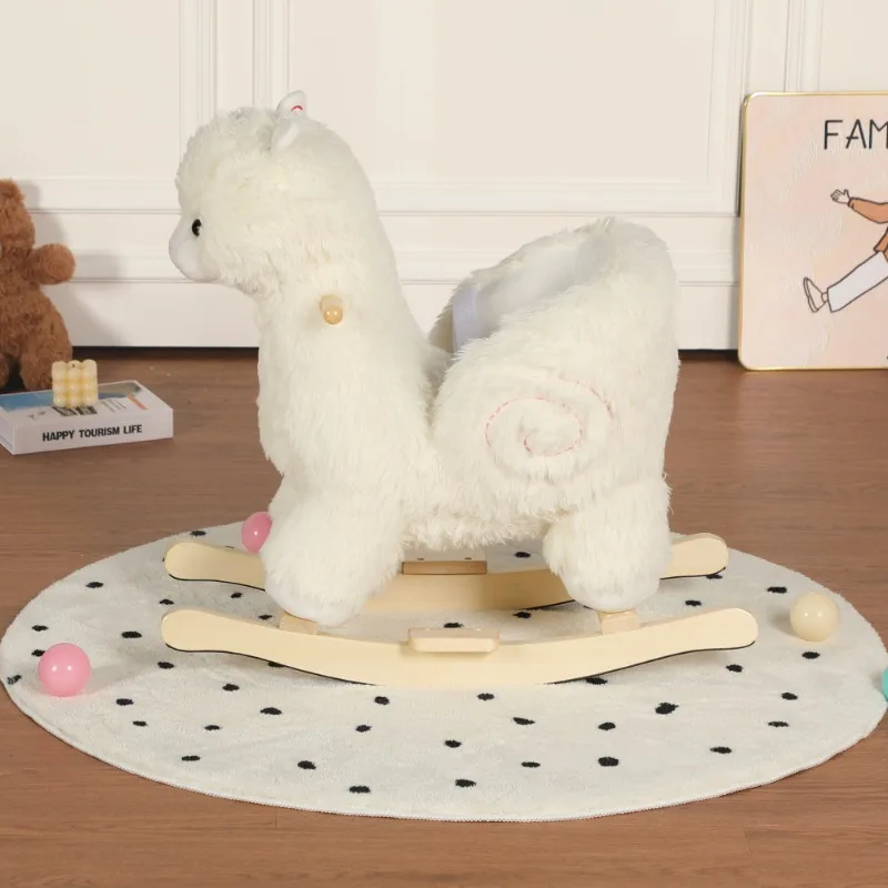 Jouet d'équitation en alpaga oscillant pour enfants, Joystick en peluche blanche, jouet d'équitation pour enfants, cadeau pour pépinière et salle de jeux