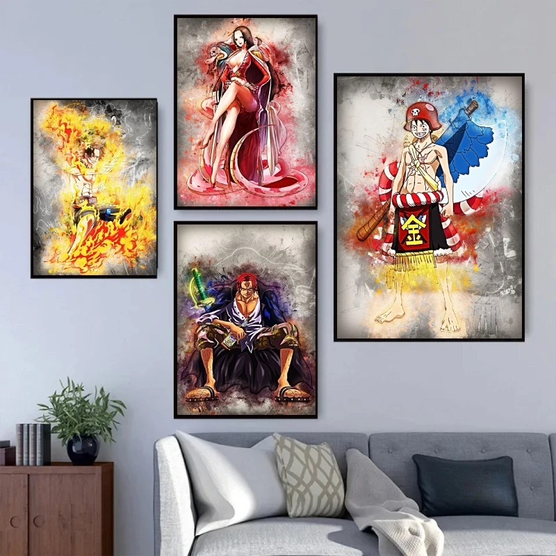 

Japanese Classic Anime One Piece Luffy Ace Shanks Characters Canvas Decorative Painting Modern Home Living Room Hd Art Prints