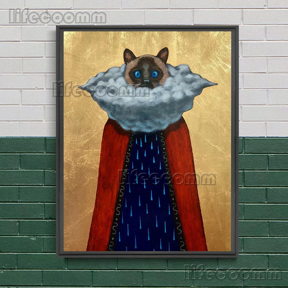 الخنزير، الأسماك، السحلية، السنجاب، البومة خمر الرسم على لوحات القماش الجدارية سريالية الخيال الحيوان صورة مجردة ملصق فني طباعة ديكور #5