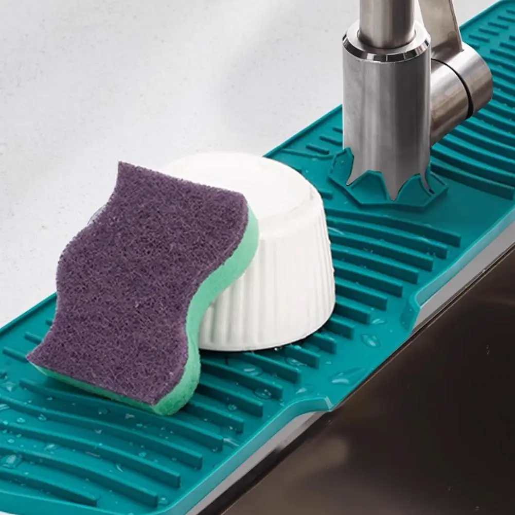 

Силиконовые коврики-подставки для смесителя, защита от протеканий для кухонной раковины, противоскользящий сушильный коврик-поддон для слива воды J4L0