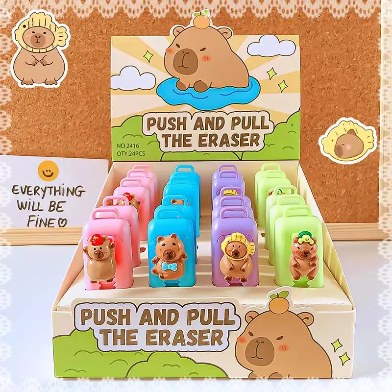 Imagem -06 - Capivara Rubber Erasers Artigos de Papelaria Kawaii Estético Material de Escritório Escola Engraçado Desenho Fofo