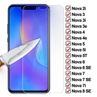 11D Full Tempered Glass For Huawei Nova 2i 3i 3 3e 4 4e 5 5i 5T Screen Protector Glass Nova 6 7 8 SE 7i Clear HD Protective Film