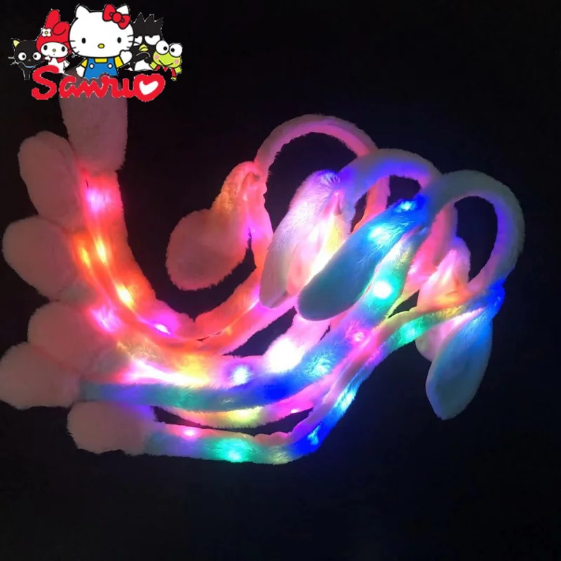 Japanese Anime Pikachu Sanrio Cinnamoroll Glowing Bunny Hat Cartoon Rabbit Air Bag Ear Moving Rabbit Hairband Holiday Decoration