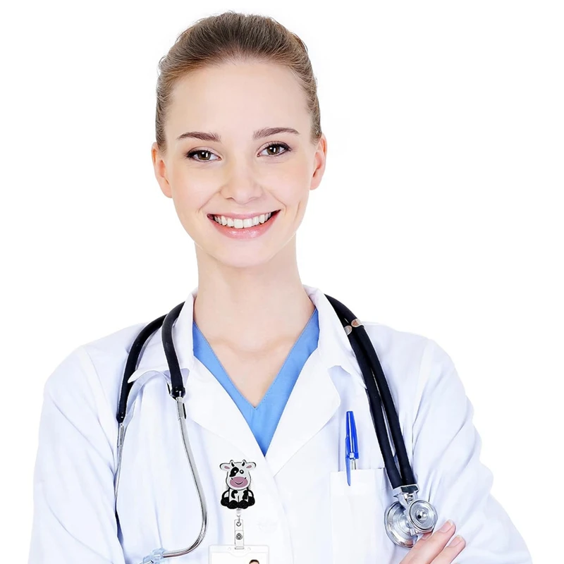 Clips de carrete de insignia de vaca, soporte de tarjeta de nombre de identificación, Clip giratorio, 3 piezas