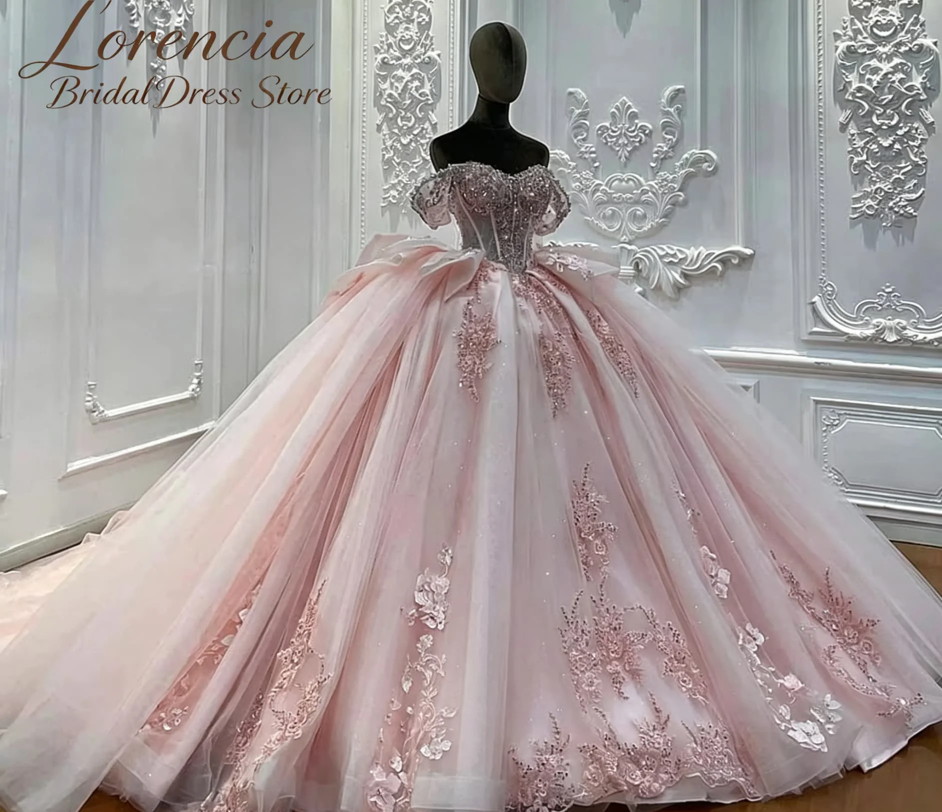 Luxury Off Shoulder Quinceanera Dresses Rhinestone Beading 3D Floral Sweet 16 Customized Ball Gowns Vestidos De 15 Quinceaneras