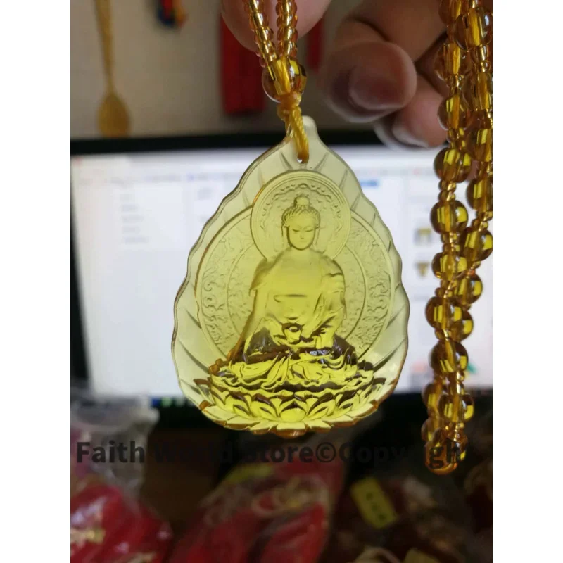 Venda quente 2 pçs greco-budista bolso viagem budista auspicioso sakyamuni ru ji buda pingente de cristal amuleto budista