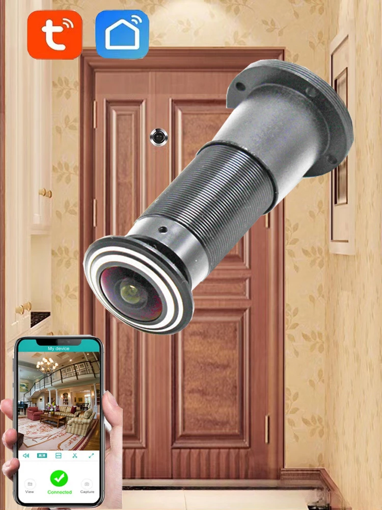 5G Tuya Door Eye Hole Security 1080P HD 1.44 mm Lens Wide Angle FishEye CCTV Network Mini Peephole Door WifI IP P2P Camera #20